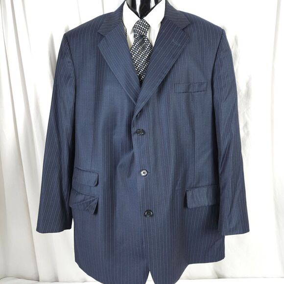 Other - Tom James Corporate Image Navy Pinstripe Blazer Mens 50L 3 Button‎ Sports Coat